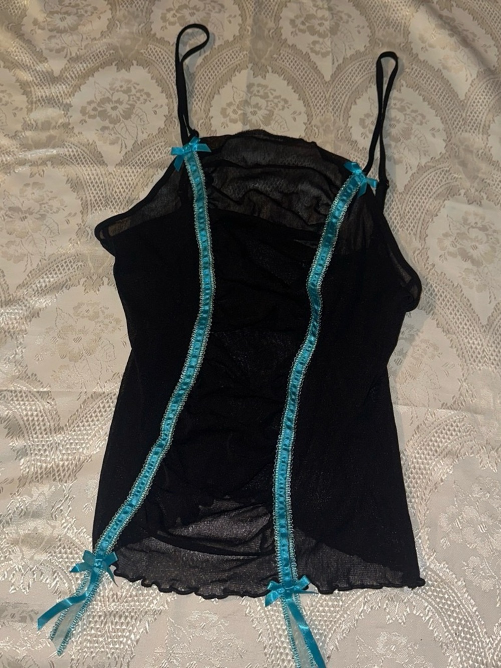 Black Sheer with Teal Trim
